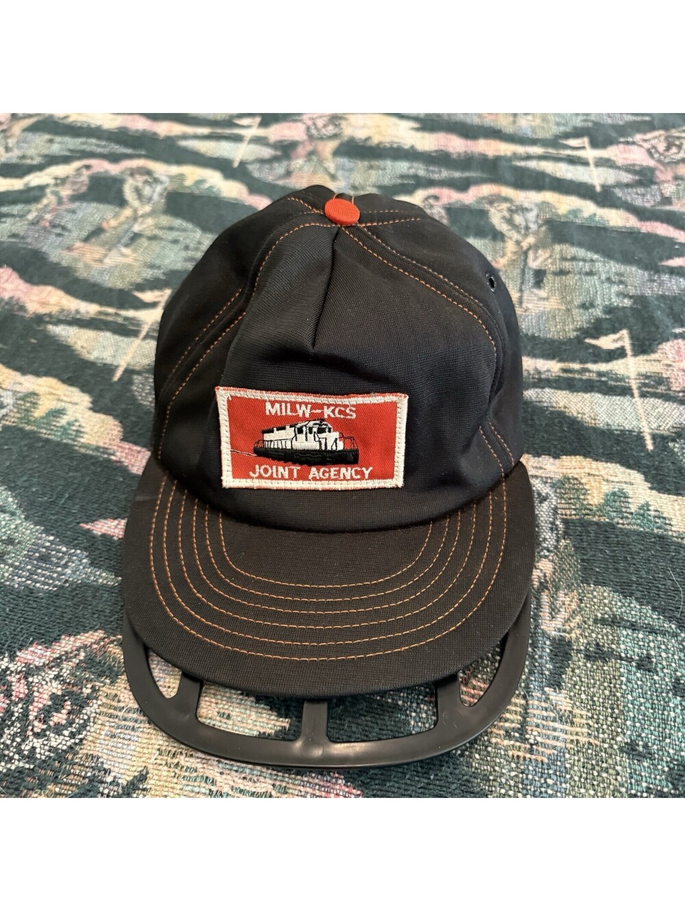 Vintage 60s/70s RARE MILW-KCS Joint Agency Locomotive Train Hat Cap OSFM